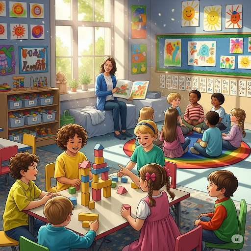 Enfants jouant à la crèche de l'Ecole Horeb